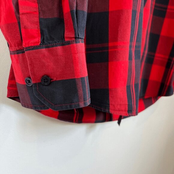 Le 31 Simons Men’s 15.5 R Red Black Plaid Long Sleeve Button Down Shirt Casual - Picture 2 of 10